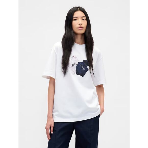 XXS UNISEX Gap × Sandy Liang Organic Cotton Graphic T-Shirt NWT White Tee - Picture 2 of 6